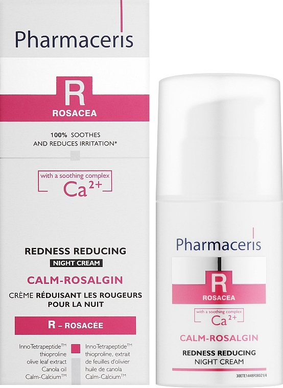 Gesichtscreme für die Nacht gegen Rozacea und zu Rötungen neigende Haut - Pharmaceris R Calm-Rosalgin Night Cream — Bild N2
