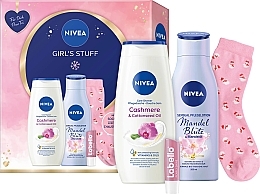 Düfte, Parfümerie und Kosmetik Pflegeset für Männer - NIVEA Girl's Stuff (sh/gel/250ml + b/lotion/200ml + lip/balm/5,5ml + socks)