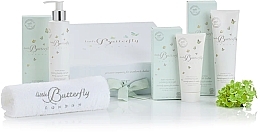 Düfte, Parfümerie und Kosmetik Set - Little Butterfly London Mother Gift-Box (butter/150ml + b/serum/150ml + leg/gel/100ml + washcloth/1pcs)