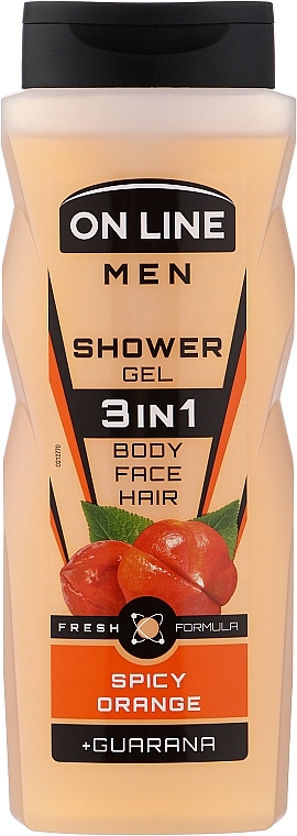 3in1 Duschgel für Gesicht, Haar und Körper - On Line Men & Care Spicy Orange Shower Gel — Bild N1