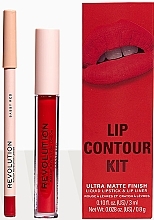Makeup Revolution Lip Contour Kit Sassy Red (Flüssiger Lippenstift 3ml + Lippenkonturenstift 0.8g) - Lippenset — Bild N2
