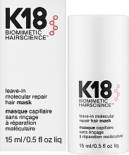 Regenerierende Haarmaske ohne Ausspülen - K18 Hair Biomimetic Hairscience Leave-in Molecular Repair Mask — Bild N2