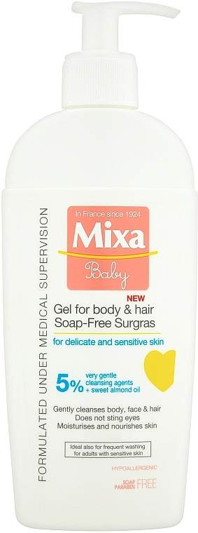 2in1 Mildes Shampoo und Duschgel für empfindliche und delikate Babyhaut - Mixa Baby Gel For Body & Hair Shampoo — Bild N3
