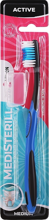 Zahnbürste mittel blau und schwarz - Medisterill Active Medium  — Bild N1