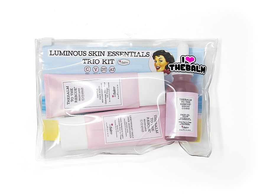 Gesichtspflegeset - theBalm To The Rescue Luminous Skin Essentials Trio Kit (Gesichtscreme 30ml + Gesichtsöl 30ml + Gesichtspeeling 30ml) — Bild N2