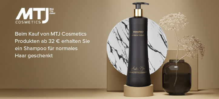 Beim Kauf von MTJ Cosmetics Produkten ab 32 € erhalten Sie ein Shampoo für normales Haar geschenkt