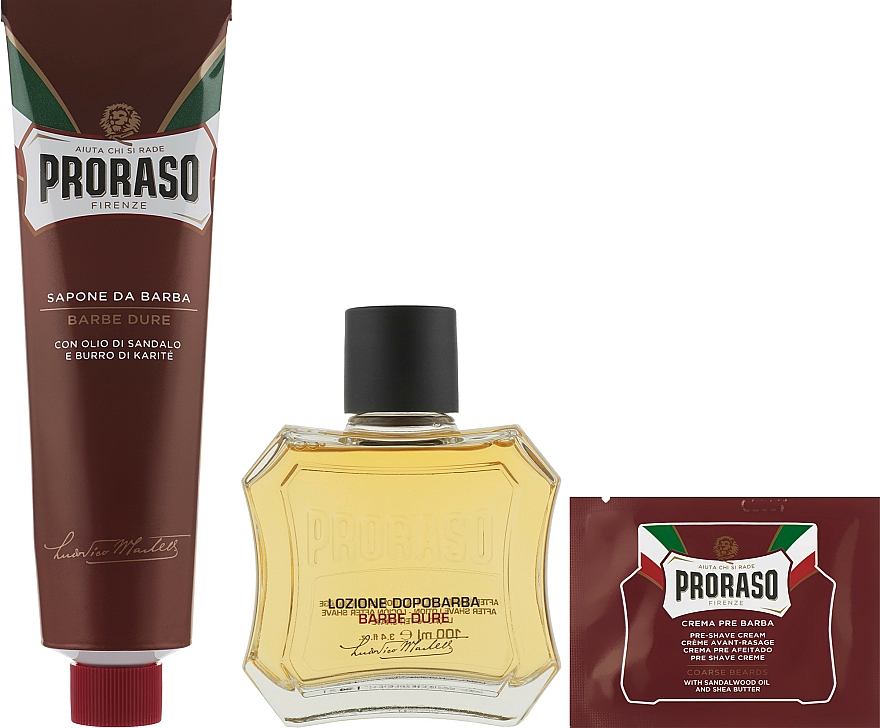 Rasierset für harte Barthaare mit Sheabutter und Sandelholzöl - Proraso Red Classic Shaving Duo (sh/cr/150ml + ash/lot/100ml) — Bild N2