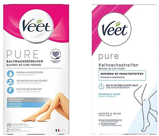 Wachspflaster für die Enthaarung von empfindlicher Haut	 - Veet Hair Removal Strips Sensitive Skin — Bild N2