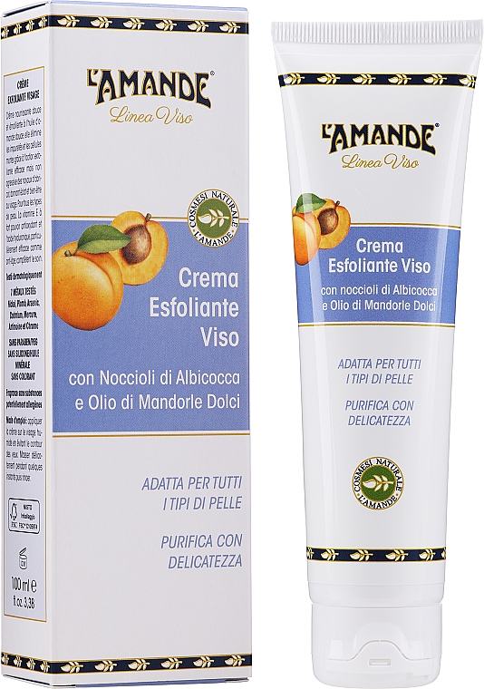 Peeling-Creme für das Gesicht mit Aprikosenkernen und Süßmandelöl - L'Amande Linea Viso Facial Exfoliating Cream — Bild N1