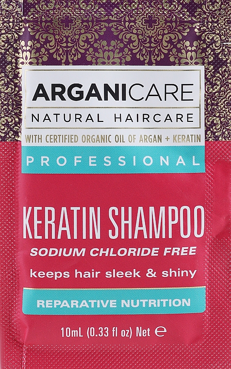 GESCHENK! Shampoo für alle Haartypen mit Keratin - ArganiCare Shampoo for All Hair Types (Probe)  — Bild N1