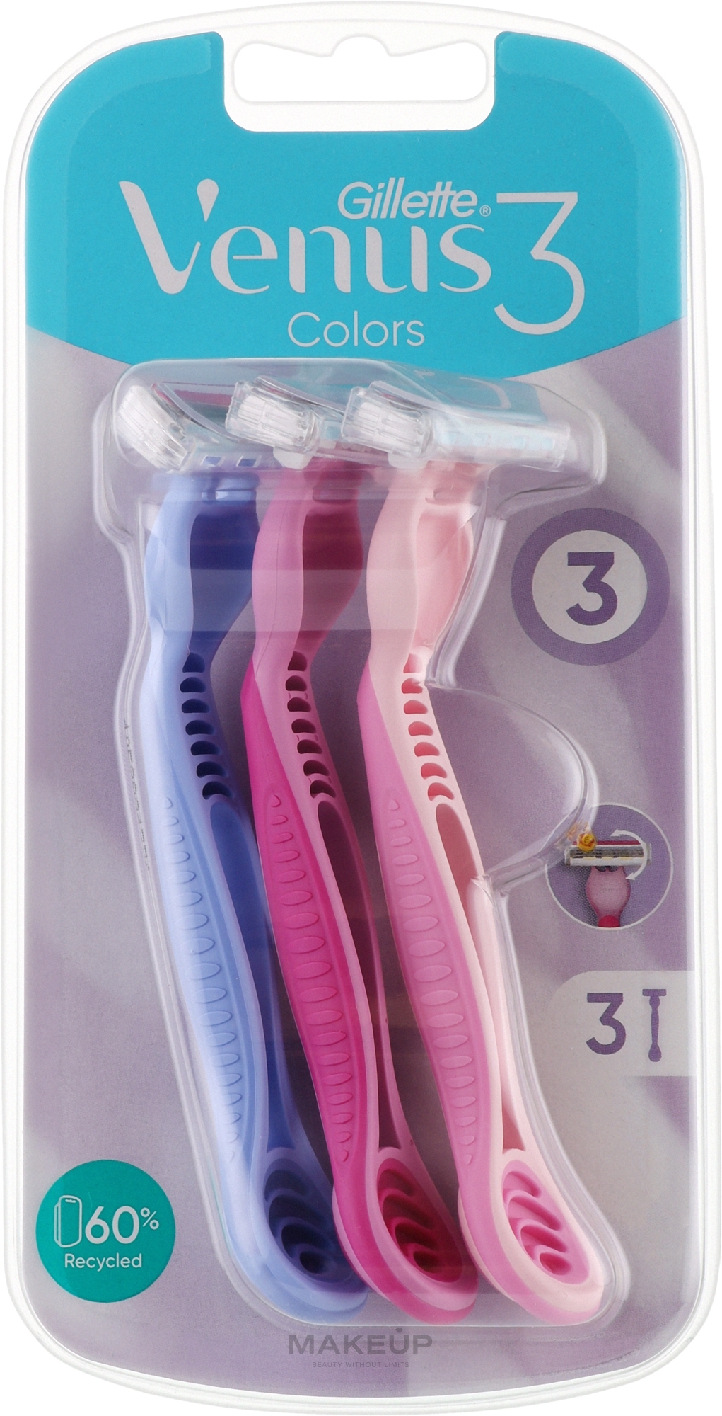 Jednorazowe maszynki do golenia, 3 sztuki - Gillette Venus Simply 3 Plus Colors — Bild 3 St.