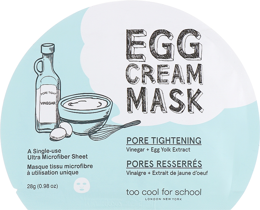 Tuchmaske für das Gesicht mit Ei-Albumin - Too Cool For School Egg Cream Mask Pore Tightening — Bild N1