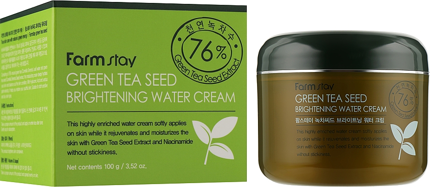 Aufhellende Creme mit grünem Tee - FarmStay Green Tea Seed Whitening Water Cream — Bild N2