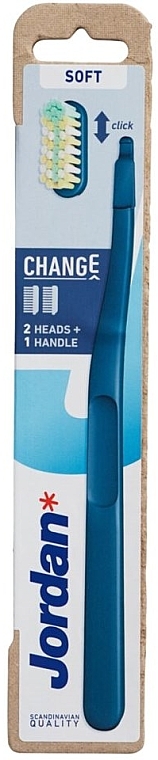 Zahnbürste weich + 2 Ersatzbürstenköpfe blau - Jordan Change Soft — Bild N1