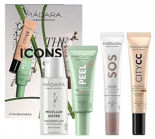 Set - Madara Cosmetics The Icons Colour: Medium (Mizellenwasser 50ml + Gesichtsmaske 17ml + Gesichtscreme 15ml + CC Creme 15ml)  — Bild N1