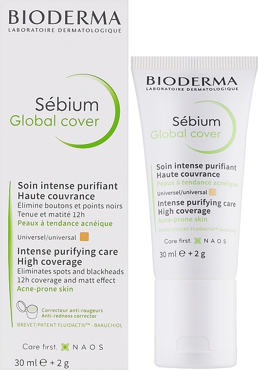 Getönte Gesichtscreme bei Unreinheiten und Akne - Bioderma Sebium Global Cover Cream — Bild N2