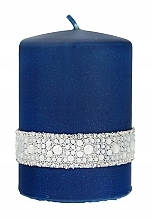 Dekorative Kerze 7x10 cm dunkelblauer Zylinder - Artman Crystal Pearl — Bild N1