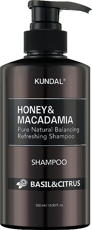 Erfrischendes und regenerierendes Haarshampoo mit Basilikum- und Zitrusextrakt - Kundal Honey & Macadamia Shampoo Basil & Citrus — Bild N1