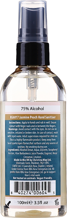 Händedesinfektionsmittel mit Jasmin und Pfirsich - Royal Botanic Gardens Kew Jasmine Peach Hand Sanitiser — Bild N2