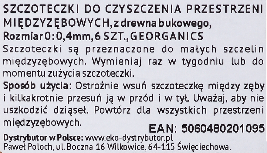 Interdentalbürsten 0,4 mm - Georganics Beechwood Interdental 6 Brushes ISO 0 (0.4mm) — Bild N5