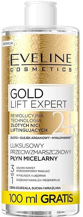 Mizellen-Reinigungswasser - Eveline Cosmetics Gold Lift Expert