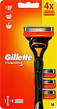 Düfte, Parfümerie und Kosmetik Rasierer mit 4 Ersatzklingen schwarz - Gillette Fusion5 Razor For Men