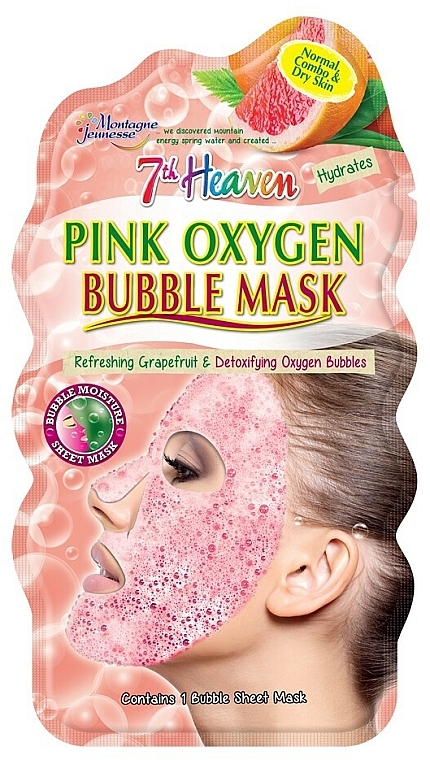 Erfrischende Blasengesichtsmaske mit Grapefruit - 7th Heaven Pink Oxygen Bubble Mask — Bild N1