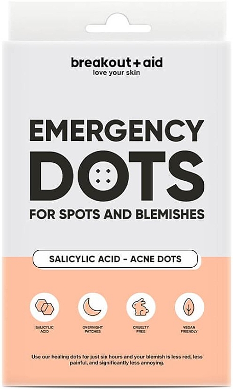 Aknepflaster mit Salicylsäure - Breakout + Aid Emergency Dots For Spots And Blemishes With Salicylic Acid — Bild N1