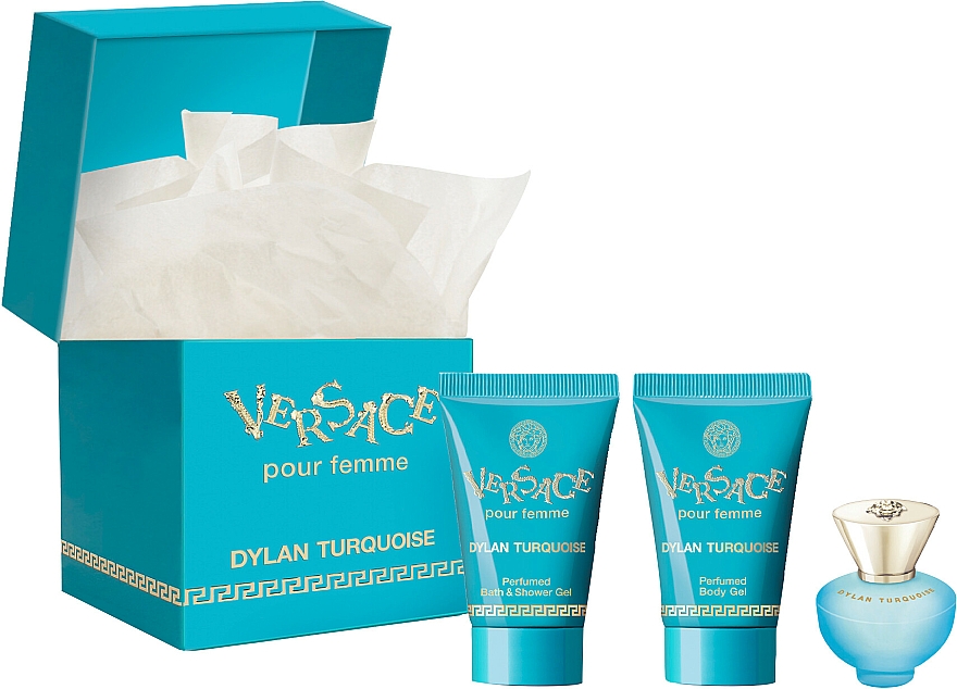 Versace Dylan Turquoise pour Femme - Duftset (Eau de Toilette 5ml + Parfümiertes Körpergel 25ml + Bade- und Duschgel 25ml) — Bild N1