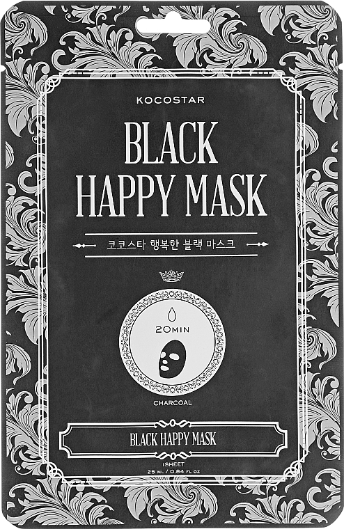 Feuchtigkeitsspendende und reinigende Tuchmaske für das Gesicht mit Holzkohle - Kocostar Black Happy Mask — Bild N1