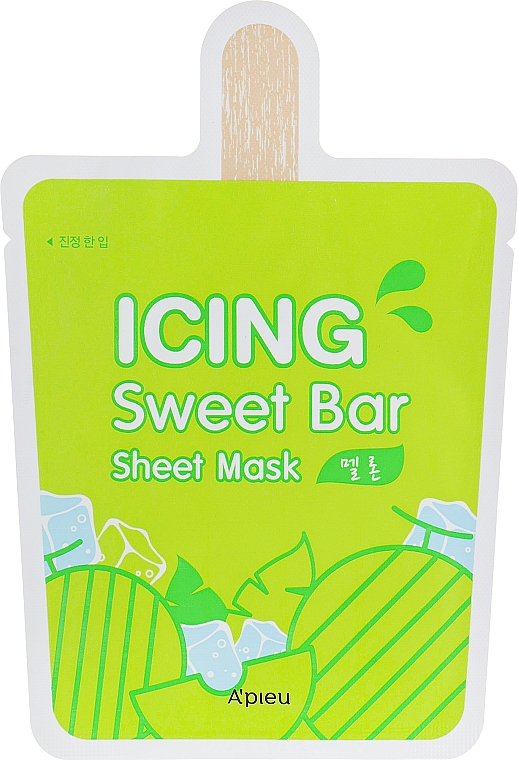 Feuchtigkeitsspendende Tuchmaske für das Gesicht mit Melonenextrakt und Meerwasser - A'pieu Icing Sweet Bar Sheet Mask Melon — Bild N1