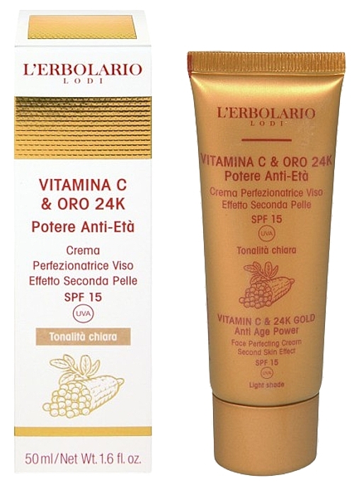 Gesichtscreme mit Vitamin C und 24 Karat Gold, helle Farbe - L'Erbolario Vitamin C And 24K Gold Anti Age Power SPF 15  — Bild N1