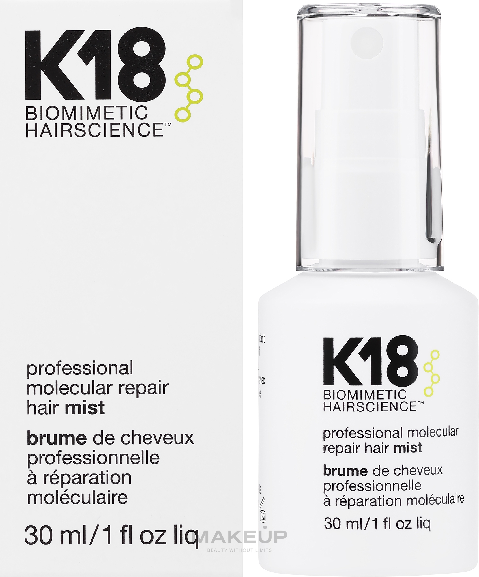 Molekularer Repair-Haarnebel mit Oligopeptiden - K18 Hair Biomimetic Hairscience Professional Molecular Repair Hair Mist — Bild 30 ml