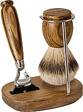 Rasierpflegeset - Acca Kappa Shaving Set In Zebra Wood And Chrome Plated Metal (Rasierer 1 St. + Rasierbürste 1 St. + Rasierständer 1 St.) — Bild N1