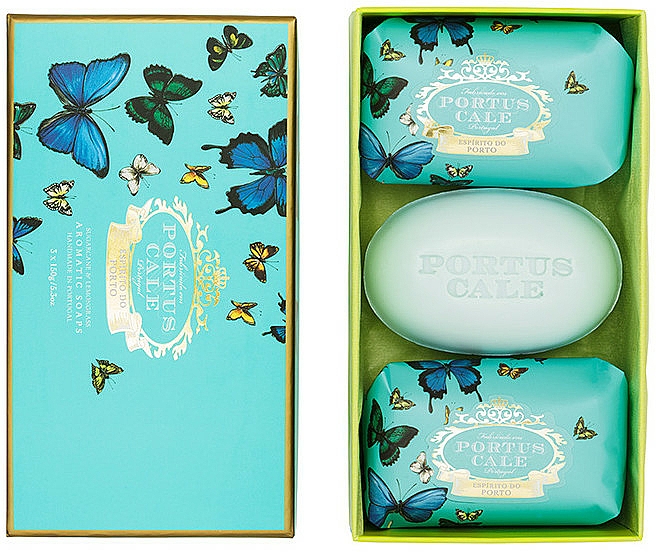 Seifen-Set mit Zuckerrohr und Zitronengras - Portus Cale Butterflies Soap Set (Seife 3x150g) — Bild N1