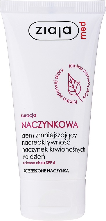 Feuchtigkeitsspendende, schützende und beruhigende Tagescreme gegen erweiterte Kapillaren - Ziaja Med Day Cream Capillary Treatment With Spf 6 — Bild N1