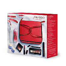 Make-up Set - Shiseido Christmas Blockbuster Beauty Essentials (Gesichtskonzentrat 50ml + Augen- und Lippen-Make-up-Entferner 125ml + Gesichtscreme 15ml + Gesichtscreme für die Nacht 15ml + Mascara 11.5ml + Lidschatten-Palette 5.2g + Eyeliner 0.4ml + Gesi — Bild N1