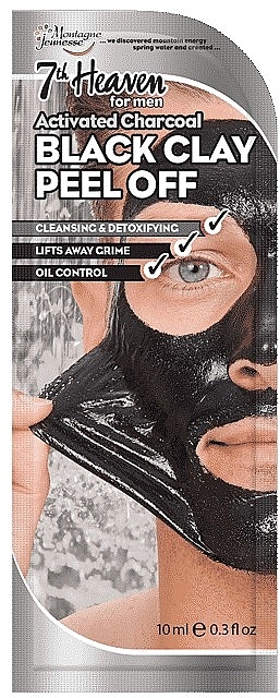 Peel-Off Maske für Männer mit Aktivkohle - 7th Heaven Men's Activated Charcoal Black Clay Peel-Off — Bild N1