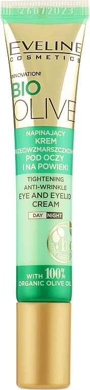 Anti-Falten-Augen- und Augenlidcreme mit Olivenöl - Eveline Cosmetics Bio Olive Tightening Anti-Wrinkle Eye And Eyelid Cream — Bild N2
