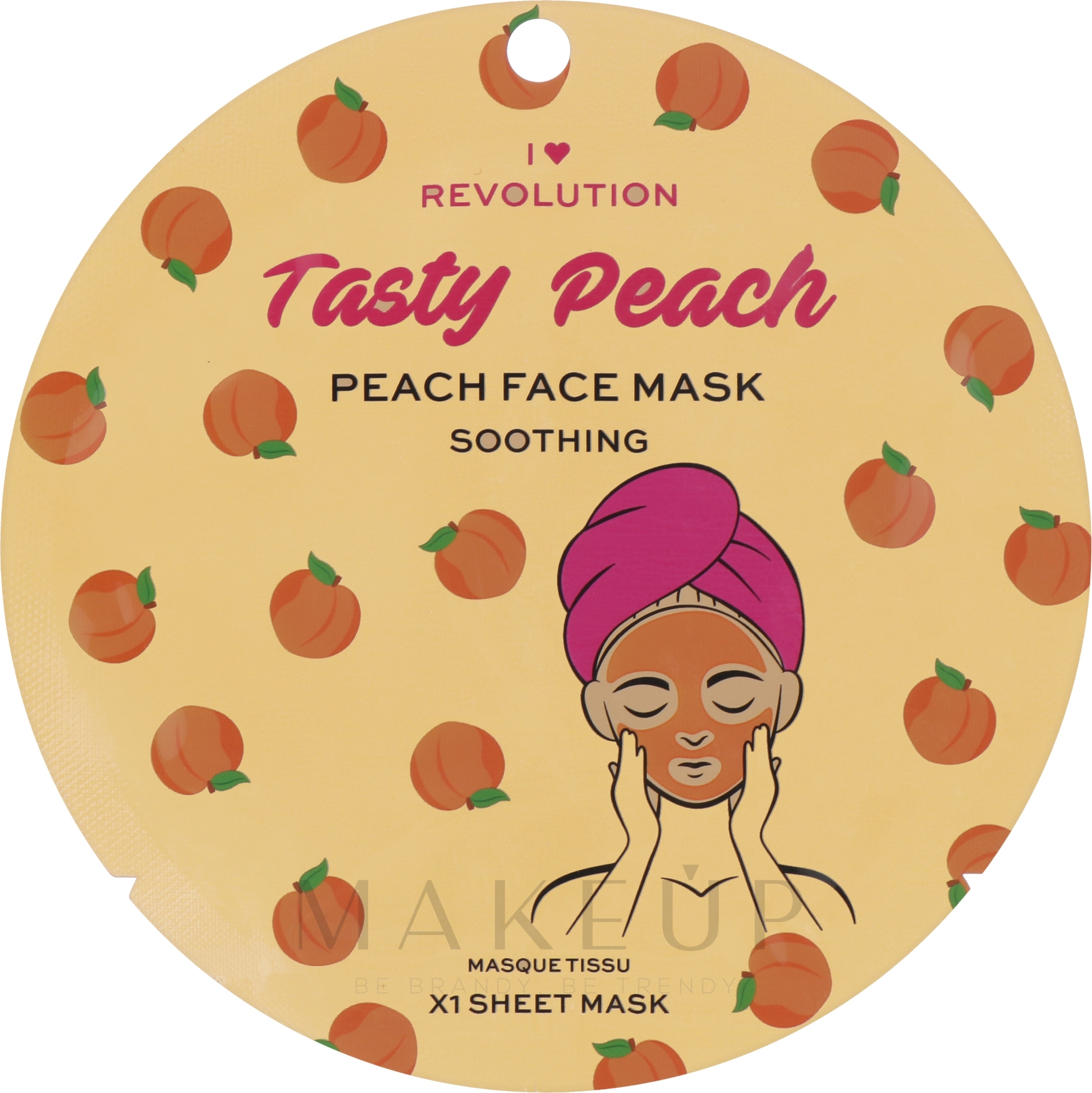 Beruhigende Tuchmaske - I Heart Revolution Peach Soothing Printed Sheet Mask — Bild 2 g