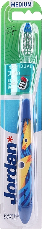 Zahnbürste mittel Individual Clean blau mit Fisch - Jordan Individual Clean Medium — Bild N1