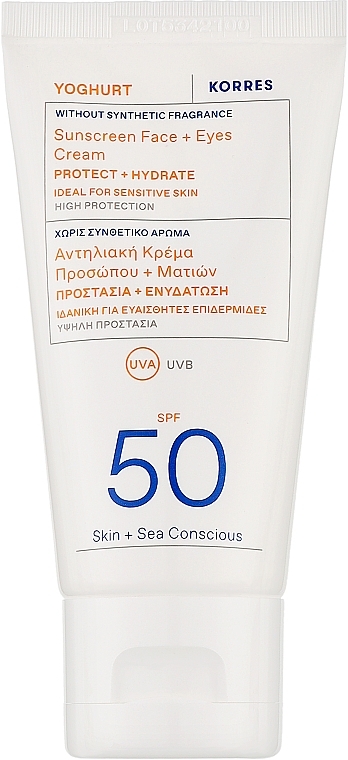 Sonnencreme für das Gesicht - Korres Yoghurt Sunscreen Face & Eyes Cream SPF50 — Bild N1