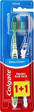 Düfte, Parfümerie und Kosmetik Zahnbürste mittel Extra Clean blau und grün 2 St. - Colgate Extra Clean Medium
