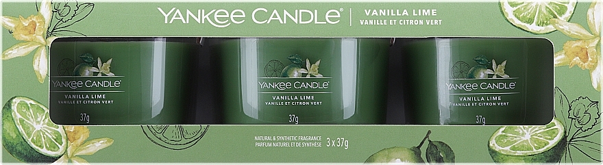 Kerzenset - Yankee Candle Vanilla Lime (Duftkerze 3x37g) — Bild N1