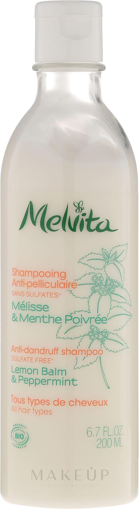 Anti-Schuppen Shampoo mit Zitronenmelisse und Pfefferminze - Melvita Anti-dandruff Shampoo — Bild 200 ml