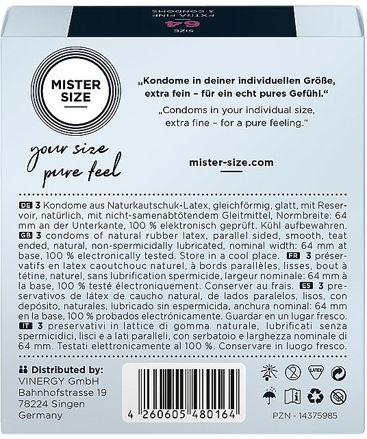 Kondome aus Latex Größe 64 3 St. - Mister Size Extra Fine Condoms — Bild N3