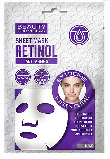 Anti-Aging Tuchmaske für das Gesicht mit Retinol - Beauty Formulas Anti-Aging Sheet Mask Retinol — Bild N1