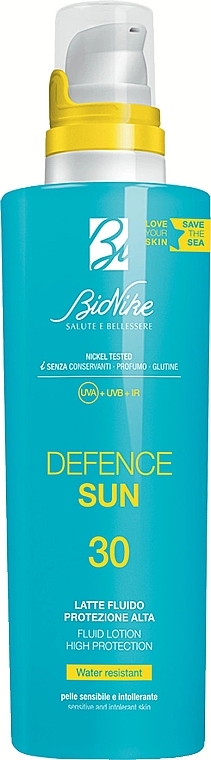 Flüssige Körperlotion mit Sonnenschutz - BioNike Defence Sun SPF30 Fluid Lotion Water Resistant — Bild N1