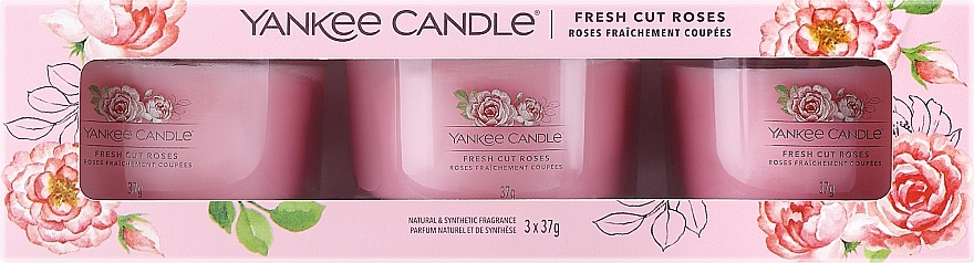 Kerzenset - Yankee Candle Fresh Cut Roses (Duftkerze 3x37g) — Bild N1