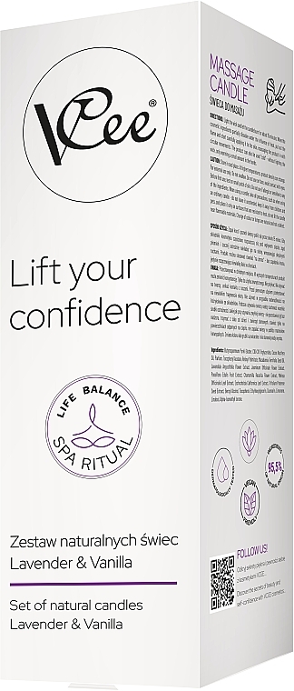 Natürliches Kerzenset  - Vcee Lift Your Confidence Lavener & Vanilla (Kerze 80g + Kerze 100ml) — Bild N1